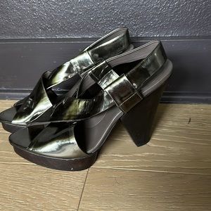BCBG , metallic chunky heel